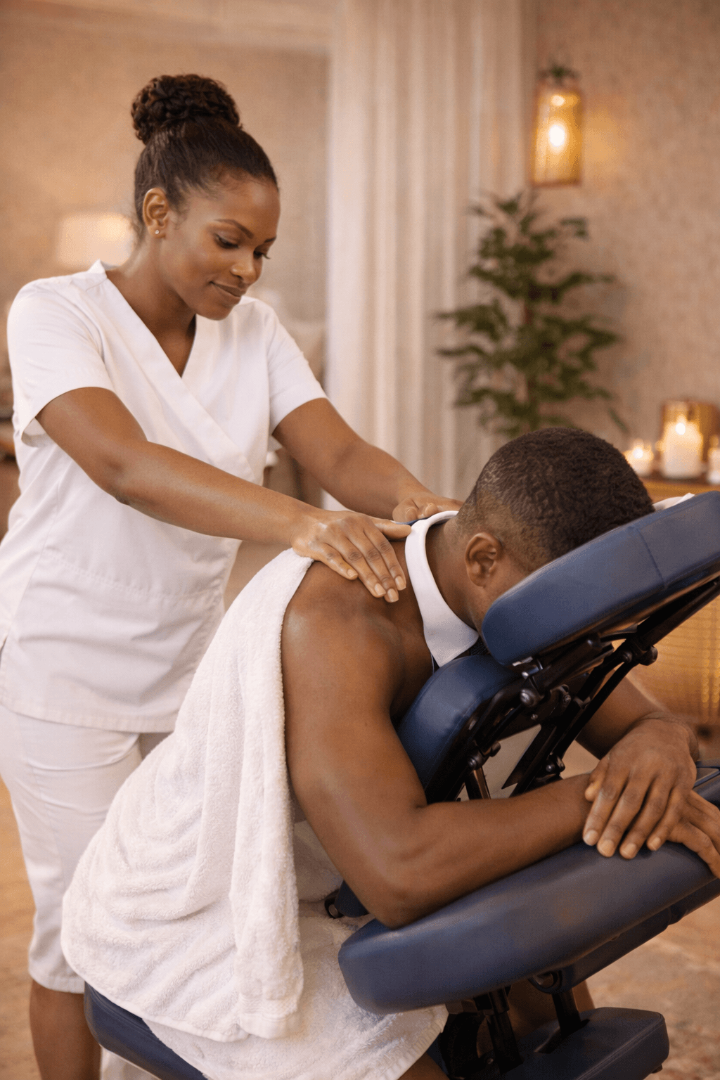 Corporate wellness program - chair massage in office setting